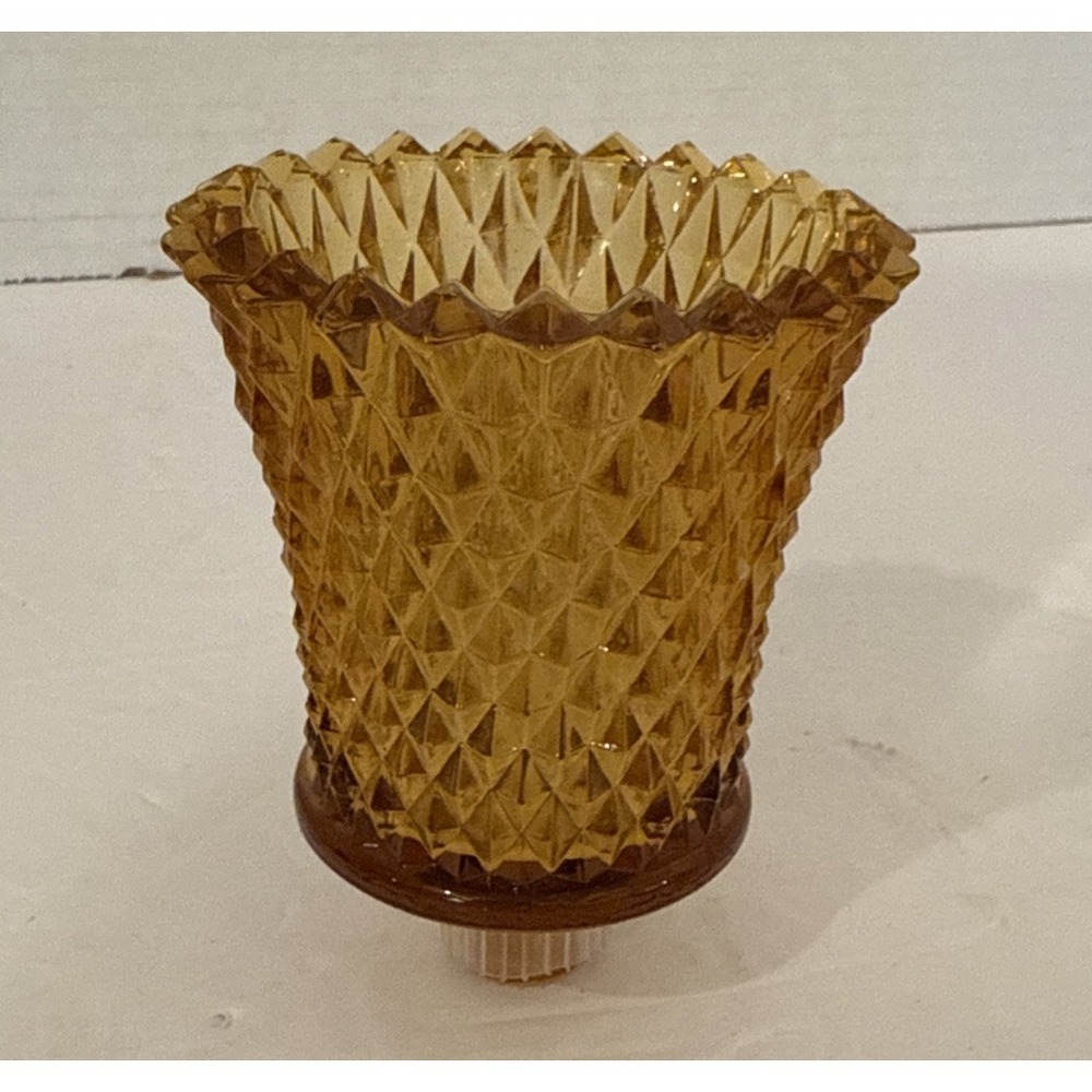 Vintage Amber Diamond Hobnail Glass Peg Votive‎ Holder/Tulip